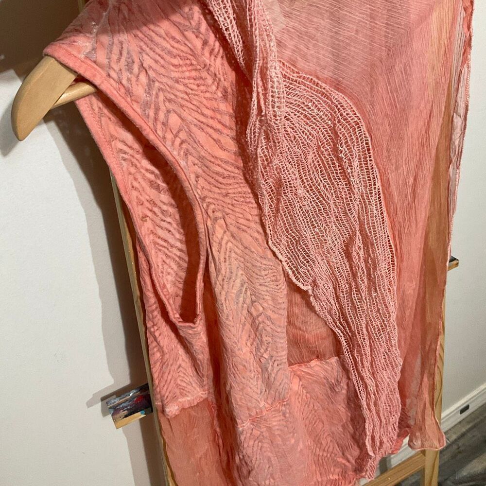 Chico’s Open front Sheer Sleeveless Cardigan Top size 2 peach color - Picture 5 of 8